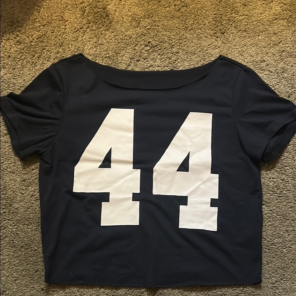 SHEIN Blue Crop Jersey Top